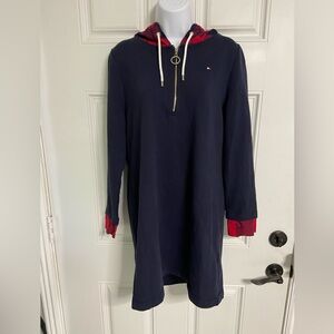 D4- TOMMY HILFIGER Navy Buffalo Hooded Sweater Dress